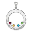 SS/Rhodium-plated 4 Birthstone Circle with SS Bezel Family Pendant