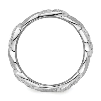 Brilliant Embers Sterling Silver Rhodium-plated 110 Stone Micro Pav‚ CZ Brushed and Polished Ring