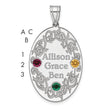 Sterling Silver Rhodium-plated Crystal Family Pendant