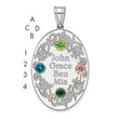 Sterling Silver Rhodium-plated/14k Bezel Crystal Family Pendant