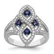 Brilliant Embers Sterling Silver Rhodium-plated 84 Stone Blue and White Micro Pav‚ CZ Ring