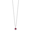 Red Corundum Cubic Zirconia Halo Necklace in Sterling Silver, 18 Inch