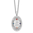 Sterling Silver Rhodium-plated/14k Bezel Crystal Family Pendant