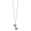 Sterling Silver CZ Necklace with Red Butterfly Charm