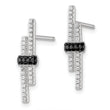 Sterling Silver Black Spinel CZ Dangle Earrings with Polished Rhodium Finish