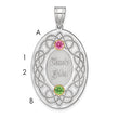 Sterling Silver Rhodium-plated/14k Bezel Crystal Family Pendant