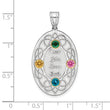 Sterling Silver Rhodium-plated/14k Bezel Crystal Family Pendant