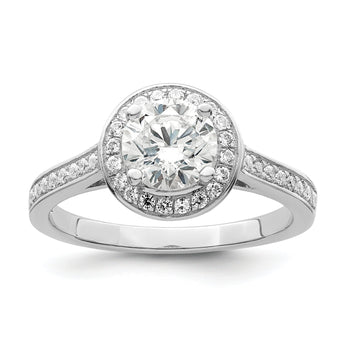 Brilliant Embers Sterling Silver Rhodium-plated 59 Stone Halo Micro Pav‚ CZ Ring