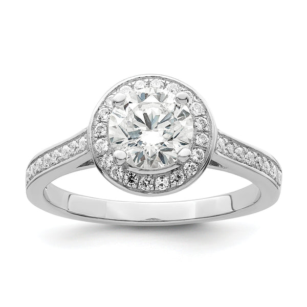 Brilliant Embers Sterling Silver Rhodium-plated 59 Stone Halo Micro Pav‚ CZ Ring