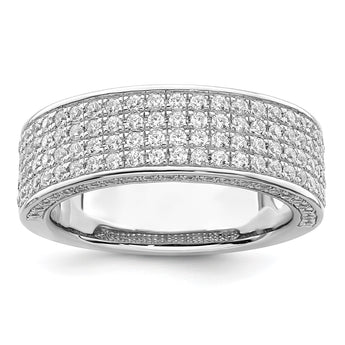 Brilliant Embers Sterling Silver Rhodium-plated 142 Stone Micro Pav‚ CZ Ring - Birthstone Company
