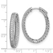 Sterling Shimmer Sterling Silver Rhodium-plated 208 Stone Pav‚ 1.5mm CZ In and Out Oval Hinged Hoop Earrings
