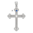 Sterling Silver Rh-plt Crystal Family Cross Pendant