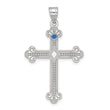 Sterling Silver Rh-plt Crystal Family Cross Pendant
