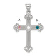 Sterling Silver Rh-plt/14k Bezel Crystal Family Cross Pendant