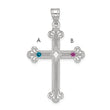 Sterling Silver Rh-plt Crystal Family Cross Pendant