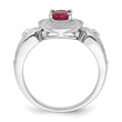 Brilliant Embers Sterling Silver Rhodium-plated 57 Stone Micro Pav‚ White and Red CZ Ring