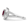 Brilliant Embers Sterling Silver Rhodium-plated 57 Stone Micro Pav‚ White and Red CZ Ring