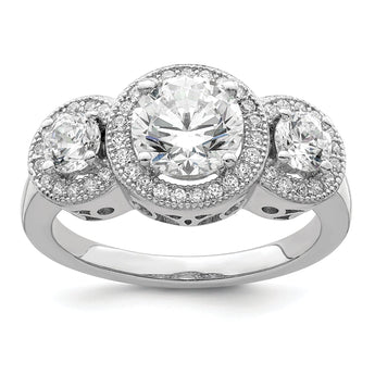 Brilliant Embers Sterling Silver Rhodium-plated 50 Stone Micro Pav‚ CZ Ring