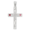 Sterling Silver Rh-plt/14k Bezel Crystal Family Cross Pendant