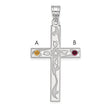 Sterling Silver Rh-plt Crystal Family Cross Pendant