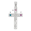 Sterling Silver Rh-plt Crystal Family Cross Pendant