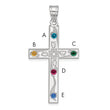 Sterling Silver Rh-plt Crystal Family Cross Pendant