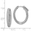Sterling Shimmer Sterling Silver Rhodium-plated 200 Stone Pav‚ 1.1mm CZ In and Out Oval Hinged Hoop Earrings