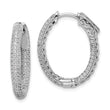 Sterling Shimmer Sterling Silver Rhodium-plated 200 Stone Pav‚ 1.1mm CZ In and Out Oval Hinged Hoop Earrings