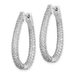 Sterling Shimmer Sterling Silver Rhodium-plated 242 Stone Pav‚ 1.2mm-1.5mm CZ In and Out Teardrop Hinged Hoop Earrings
