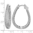 Sterling Shimmer Sterling Silver Rhodium-plated 242 Stone Pav‚ 1.2mm-1.5mm CZ In and Out Teardrop Hinged Hoop Earrings - Birthstone Company