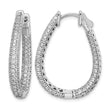 Sterling Shimmer Sterling Silver Rhodium-plated 242 Stone Pav‚ 1.2mm-1.5mm CZ In and Out Teardrop Hinged Hoop Earrings - Birthstone Company