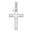 Sterling Silver Rh-plt Crystal Family Cross Pendant