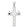 Sterling Silver Rh-plt Crystal Family Cross Pendant