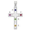 Sterling Silver Rh-plt Crystal Family Cross Pendant