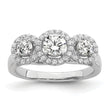 Brilliant Embers Sterling Silver Rhodium-plated 42 Stone Halo Micro Pav‚ CZ 3 Stone Ring