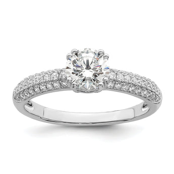 Brilliant Embers Sterling Silver Rhodium-plated 65 Stone Micro Pav‚ CZ Ring