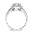 Brilliant Embers Sterling Silver Rhodium-plated 39 Stone Hexagon Halo Micro Pav‚ CZ Ring