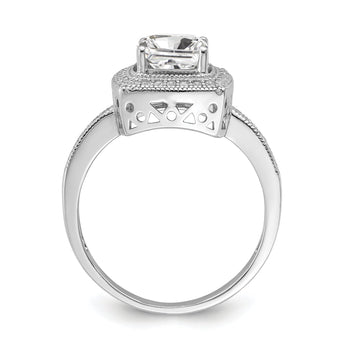 Brilliant Embers Sterling Silver Rhodium-plated 41 Stone Halo Micro Pav‚ CZ Ring