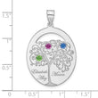 Sterling Silver/Rhod-plated 3 Birthstone with SS Bezel Family Pendant