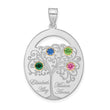 Sterling Silver/Rhod-plated 4 Birthstone with 14k Bezel Family Pendant