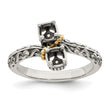 Sterling Silver Antiqued With14k 2-stone Mother's Ring