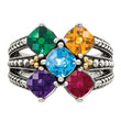 Sterling Silver Antiqued With14k 5-stone Mother's Ring