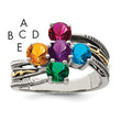 Sterling Silver Antiqued With14k 5-stone Mother's Ring