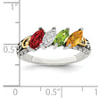 Sterling Silver Antiqued With14k 4-stone Mother's Ring