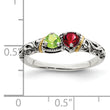 Sterling Silver Antiqued With14k 2-stone Mother's Ring