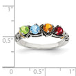 Sterling Silver Antiqued With14k 4-stone Mother's Ring