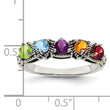 Sterling Silver Antiqued With14k 5-stone Mother's Ring