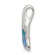 Sterling Silver Rhod-pltd Created Blue Opal Whale Tail Chain Slide Pendant - Birthstone Company