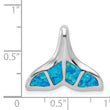 Sterling Silver Rhod-pltd Created Blue Opal Whale Tail Chain Slide Pendant - Birthstone Company