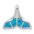 Sterling Silver Rhod-pltd Created Blue Opal Whale Tail Chain Slide Pendant - Birthstone Company
